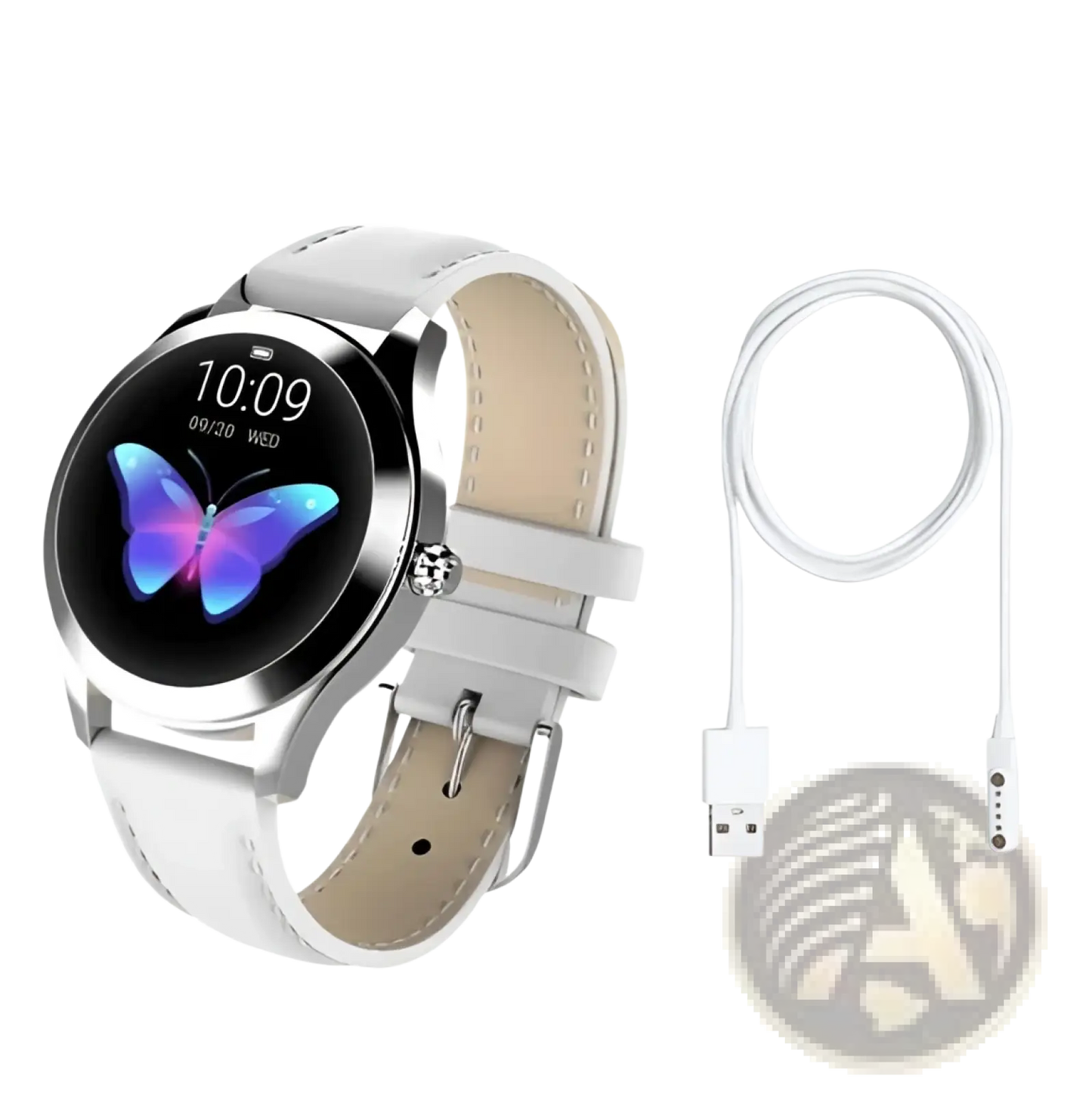 Rose Gold Butterfly Smartwatch with Stainless Steel Mesh Band