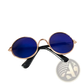 Rose Gold Metal Round Cat Sunglasses with Mirrored Lenses