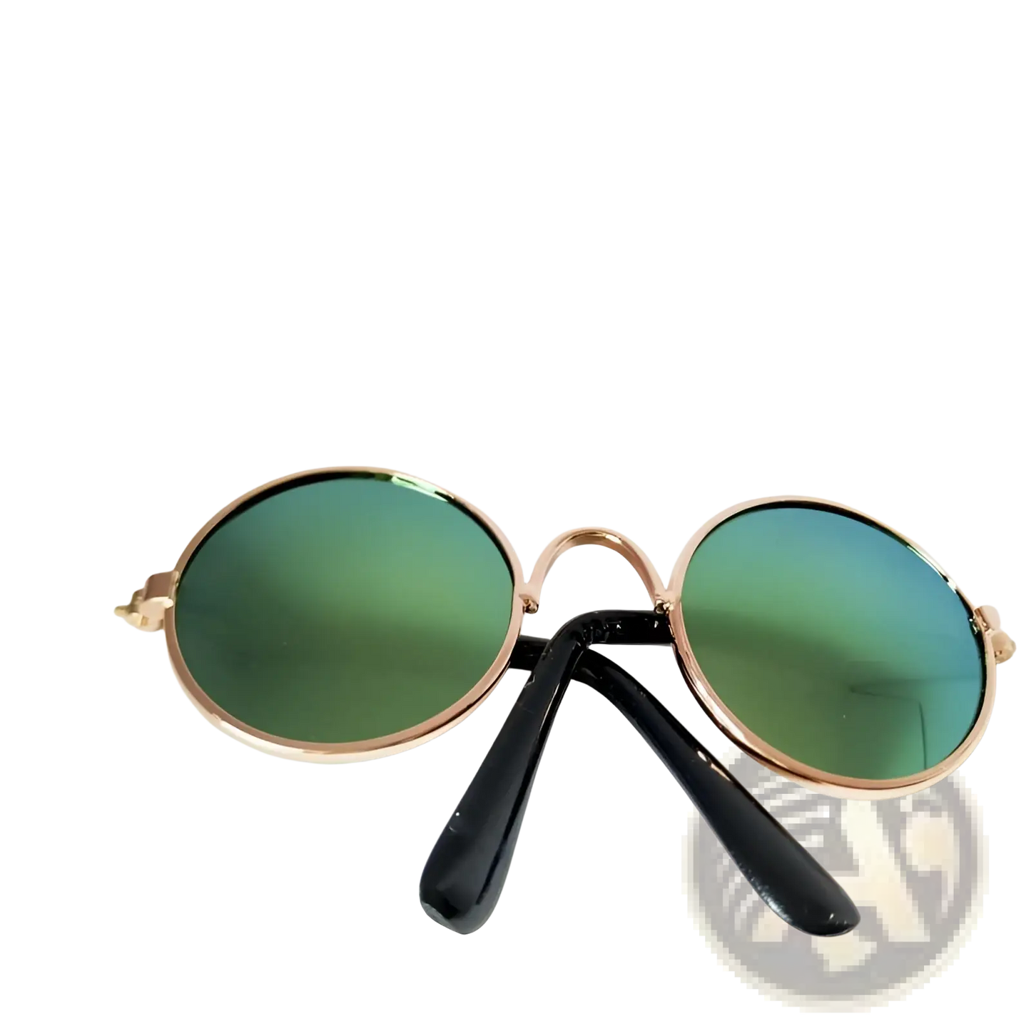 Rose Gold Metal Round Cat Sunglasses with Mirrored Lenses