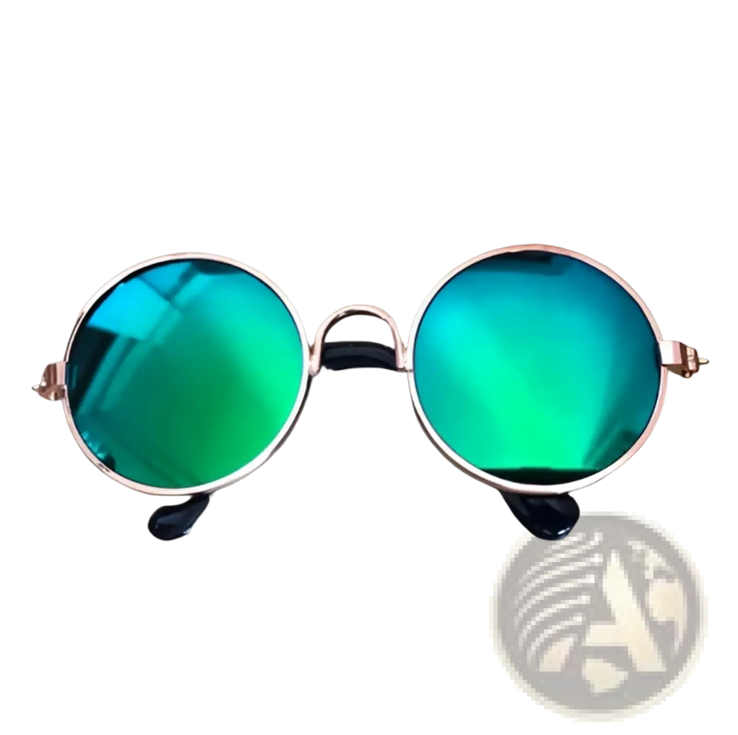 Rose Gold Metal Round Cat Sunglasses with Mirrored Lenses