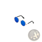 Rose Gold Metal Round Cat Sunglasses with Mirrored Lenses