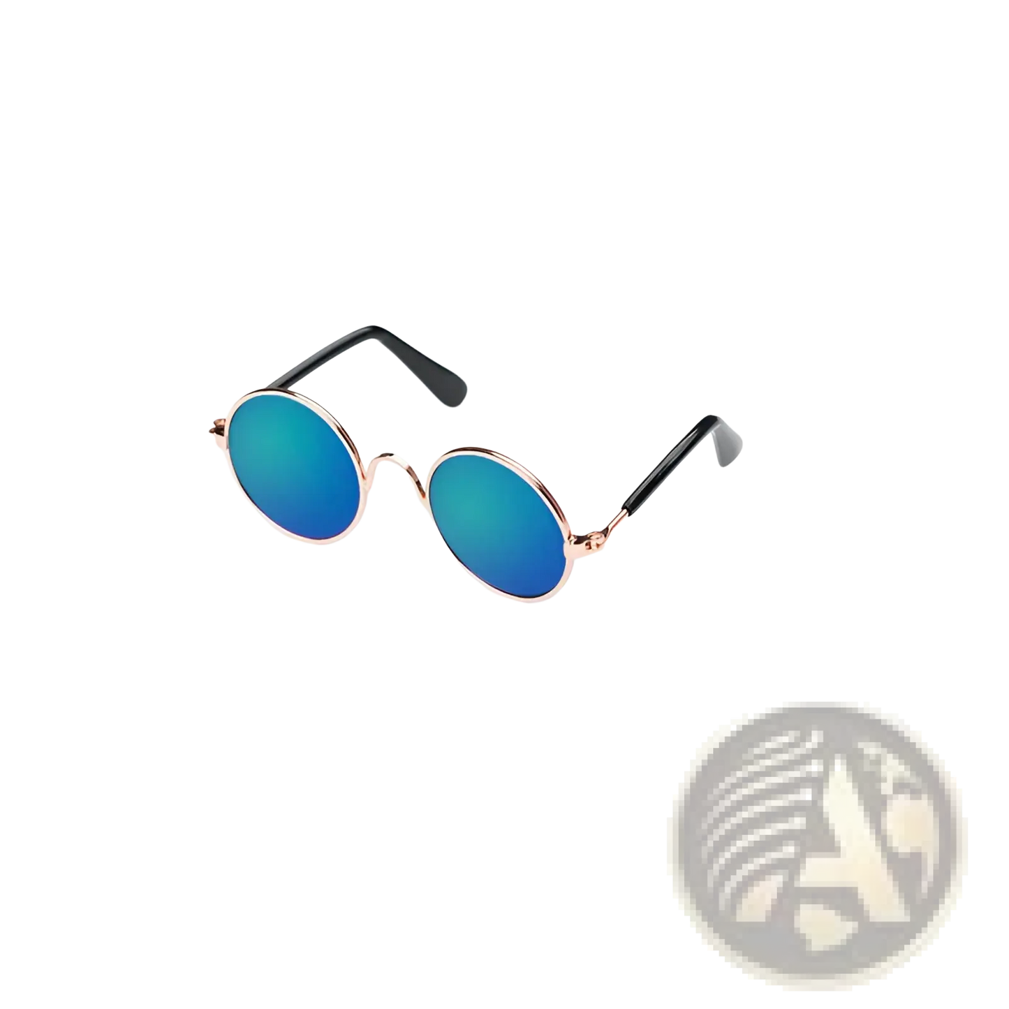 Rose Gold Metal Round Cat Sunglasses with Mirrored Lenses