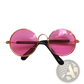 Rose Gold Metal Round Cat Sunglasses with Mirrored Lenses