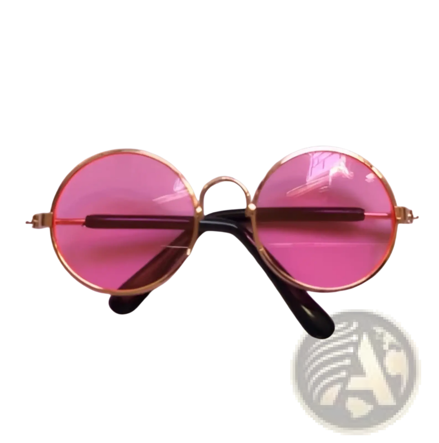 Rose Gold Metal Round Cat Sunglasses with Mirrored Lenses