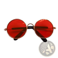 Rose Gold Metal Round Cat Sunglasses with Mirrored Lenses