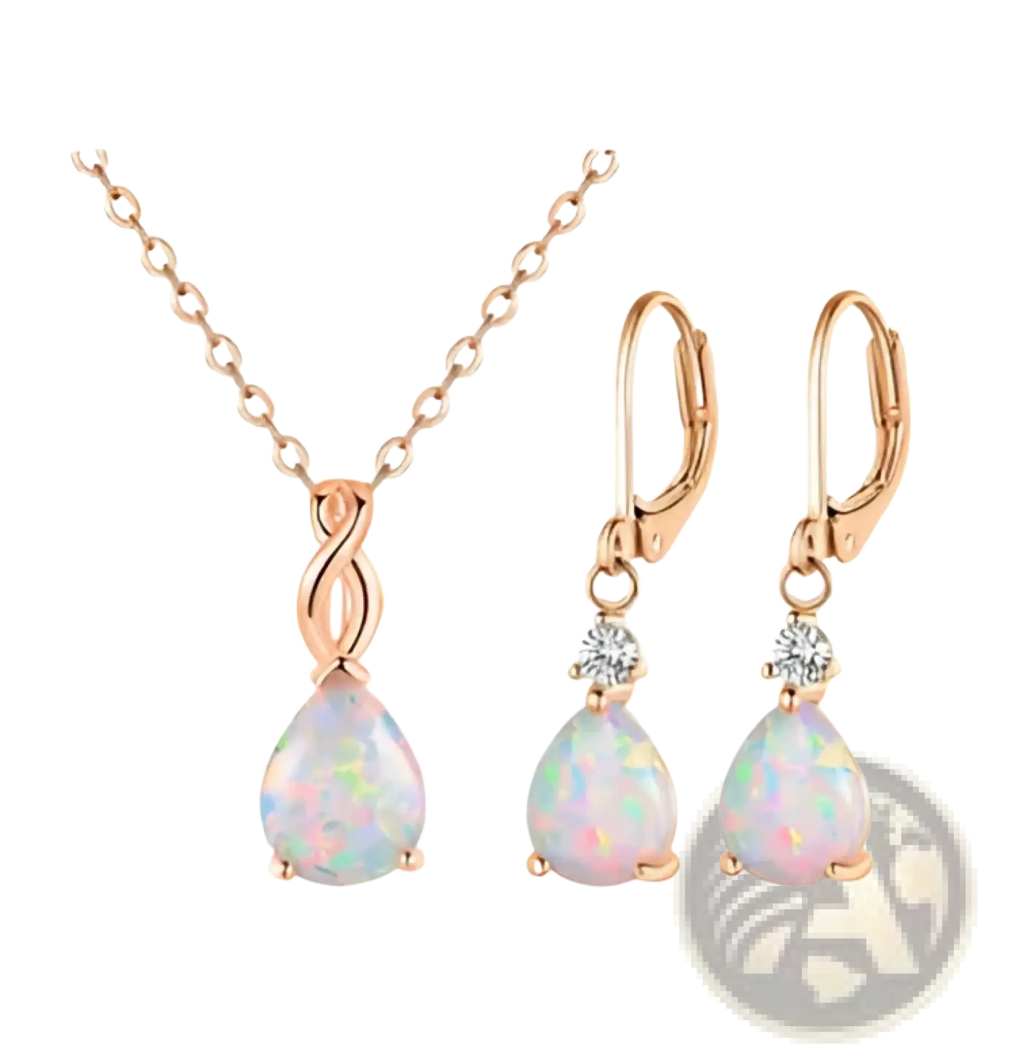 Rose Gold Opal Teardrop Earrings with Diamond Accents