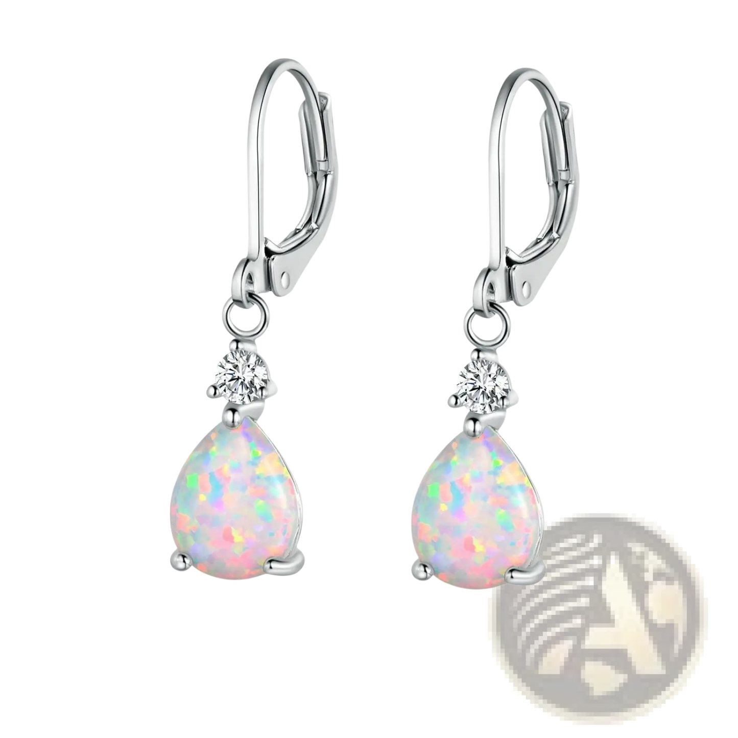 Rose Gold Opal Teardrop Earrings with Diamond Accents