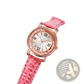 Rose Gold Quicksand Crystal Watch with Embossed Leather Strap