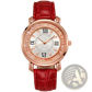 Rose Gold Quicksand Crystal Watch with Embossed Leather Strap
