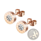 Rose Gold Roman Numeral Diamond Stud Earring Set