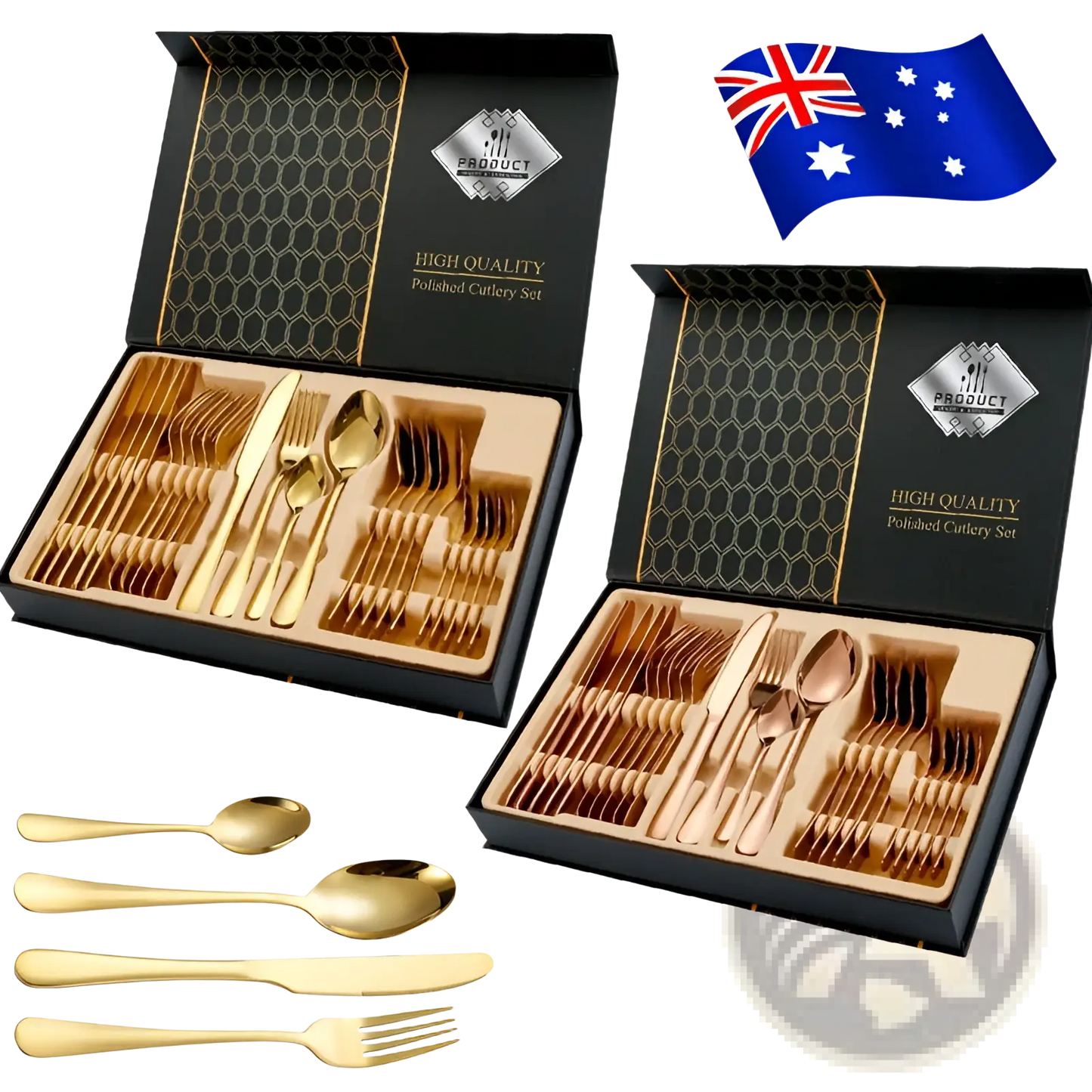 Rose Gold Stainless Steel Cutlery Set 24 Pieces
