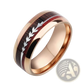 Rose Gold Stainless Steel Wood Grain Arrow Inlaid Ring