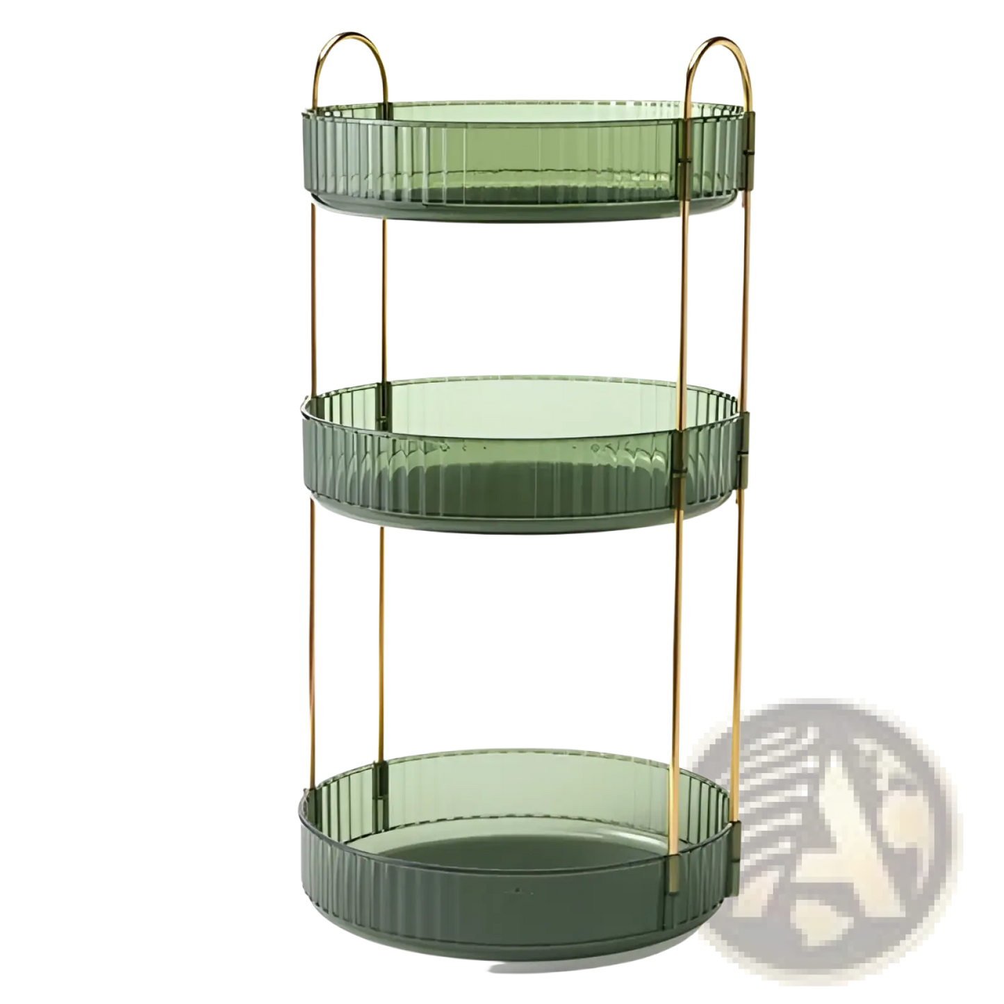 Rotating Makeup Organizer 3 Tier Green and Gold