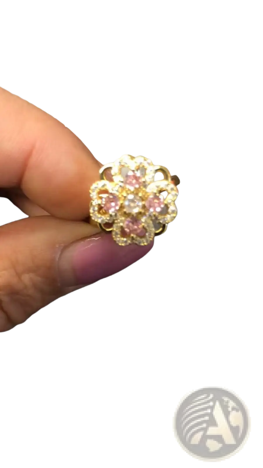 Rotating Zircon Four Leaf Clover Adjustable Gold Ring
