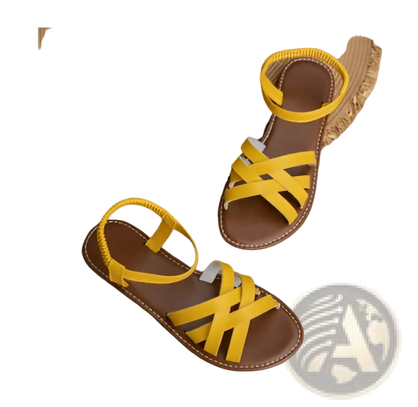 Round Toe Flat Sole Leather Sandals for Women
