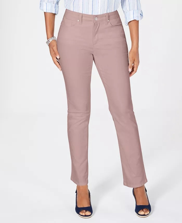 Calça jeans feminina Charter Club Petite Lexington com perna reta, rosa, tamanho 6 P