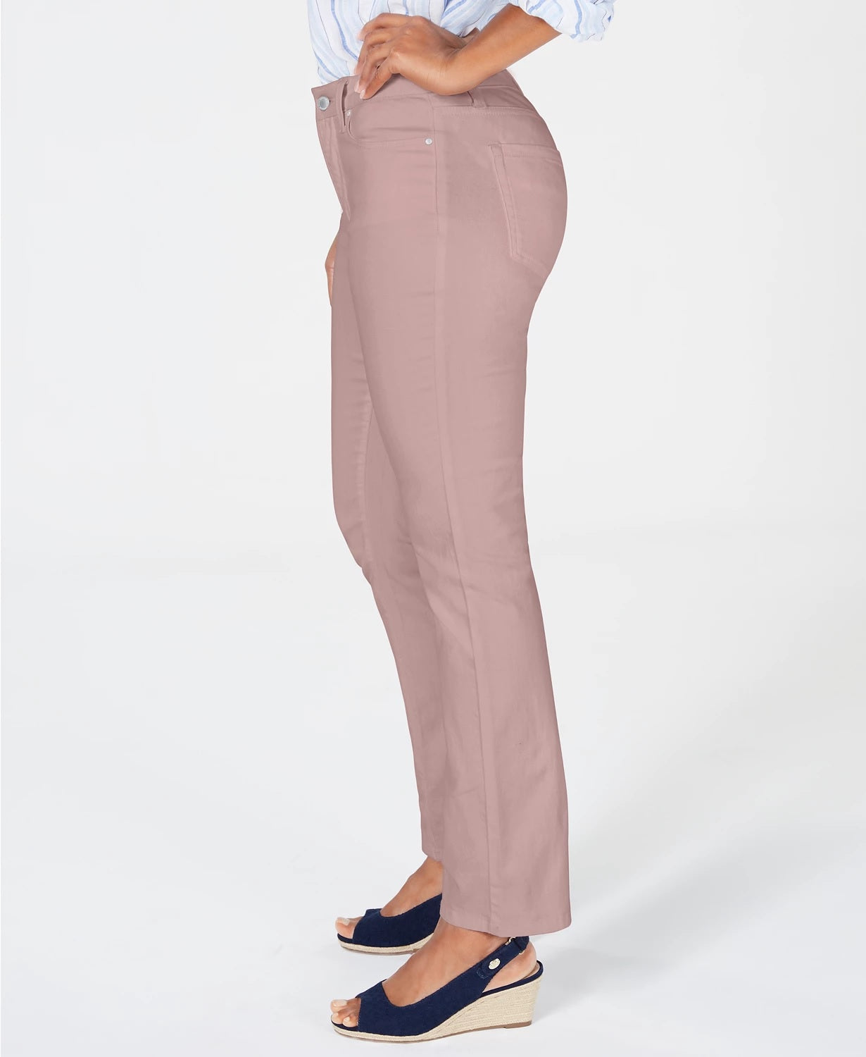 Calça jeans feminina Charter Club Petite Lexington com perna reta, rosa, tamanho 6 P