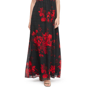 Vestido feminino com estampa floral e detalhes florais da SL Fashions, vermelho, tamanho 12