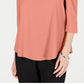 JM Collection Top Feminino com Ombros Descobertos, Manga 3/4, Gola Redonda, Rosa, Tamanho Pequeno Médio