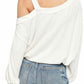 Blusa feminina Flaunt It de um ombro só em poliéster e rayon, branca, tamanho médio