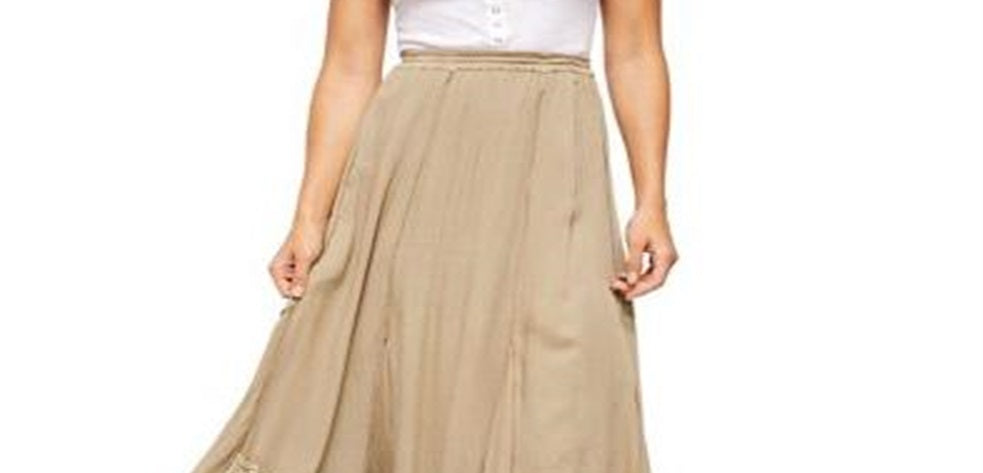 Saia plissada feminina Free People Sage Cypress, verde, tamanho M