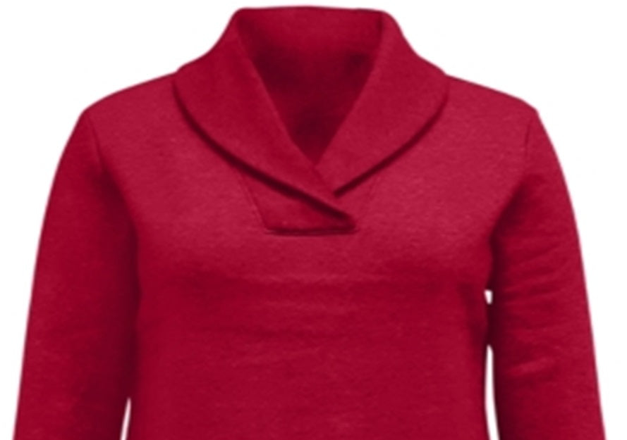 Blusa de lã com gola xale feminina Karen Scott, vermelha, tamanho -tamanho-
