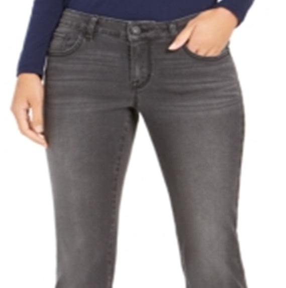 Jeans feminino estilo &amp; co com corte bootcut e bolso bordado, lavagem clara, preto, tamanho 2