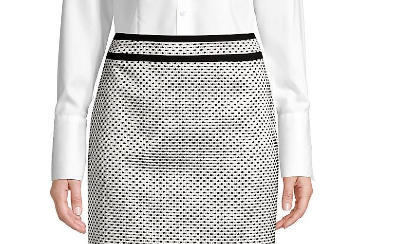 Calvin Klein Saia feminina com fenda traseira e zíper, textura salpicada, preta, tamanho 10