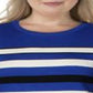 Suéter pulôver listrado canelado feminino Ralph Lauren azul tamanho GG