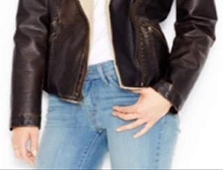 Levi's Women's Faux Leather Motorcycle Casual Jacket Brown Size S