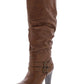 Botas femininas estilo &amp; co Sana Almond Toe Mid Calf Fashion Brown Tamanho 9 M
