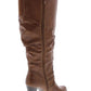 Botas femininas estilo &amp; co Sana Almond Toe Mid Calf Fashion Brown Tamanho 9 M