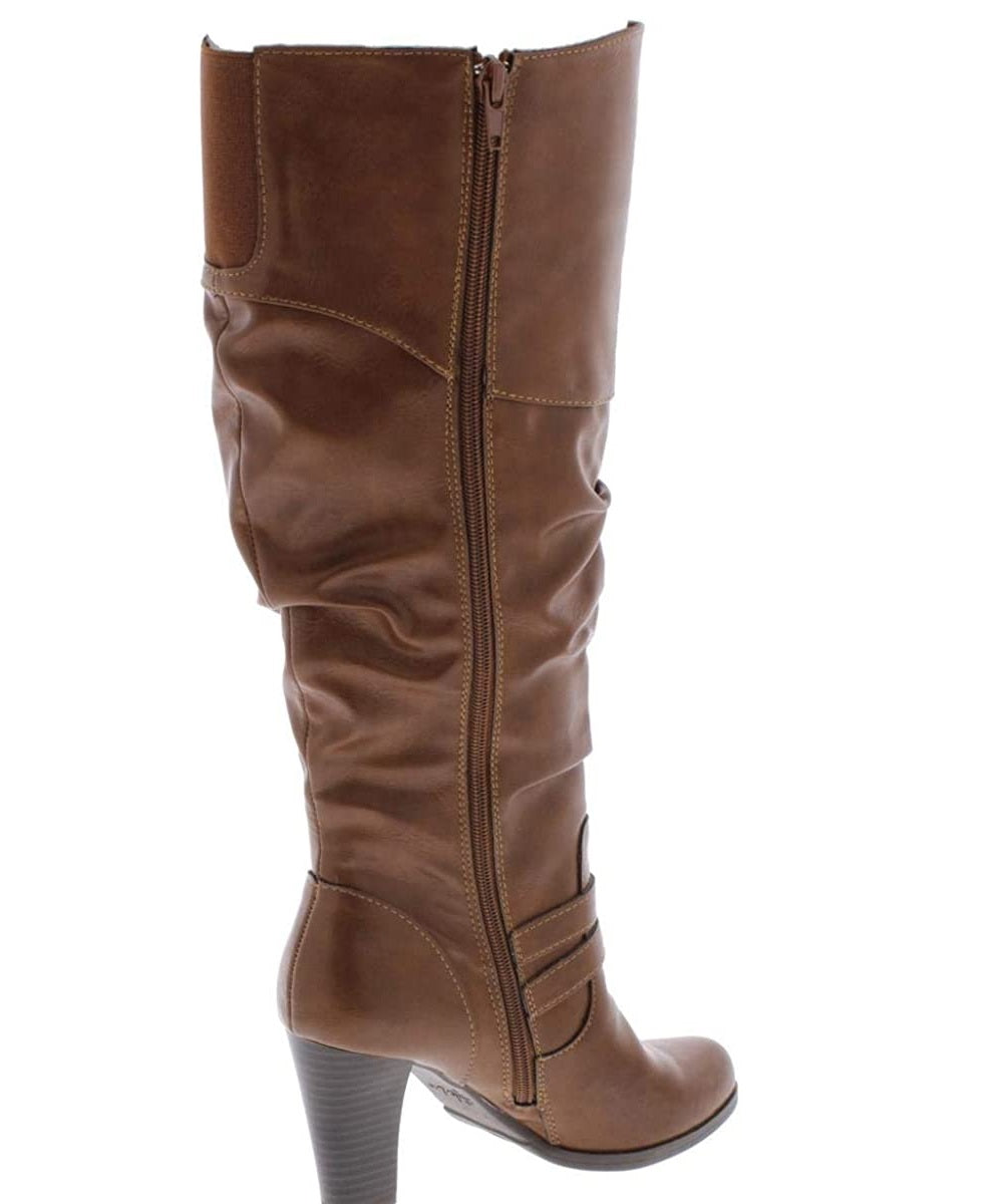 Botas femininas estilo &amp; co Sana Almond Toe Mid Calf Fashion Brown Tamanho 9 M