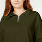 Blusa de malha waffle infantil Crave Fame com zíper, tamanho médio, verde
