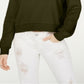Blusa de malha waffle infantil Crave Fame com zíper, tamanho médio, verde
