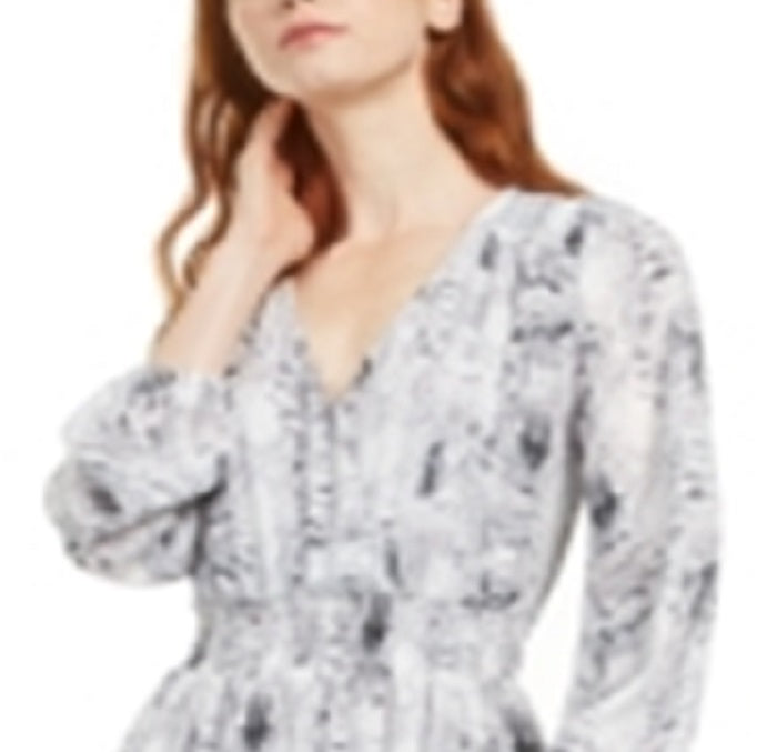 Vestido flare com estampa de cobra 19 Cooper feminino, cinza, tamanho médio