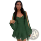 Ruched Chiffon Long Sleeve Mini Dress