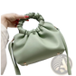 Ruched Leather Bucket Bag with Adjustable Strap