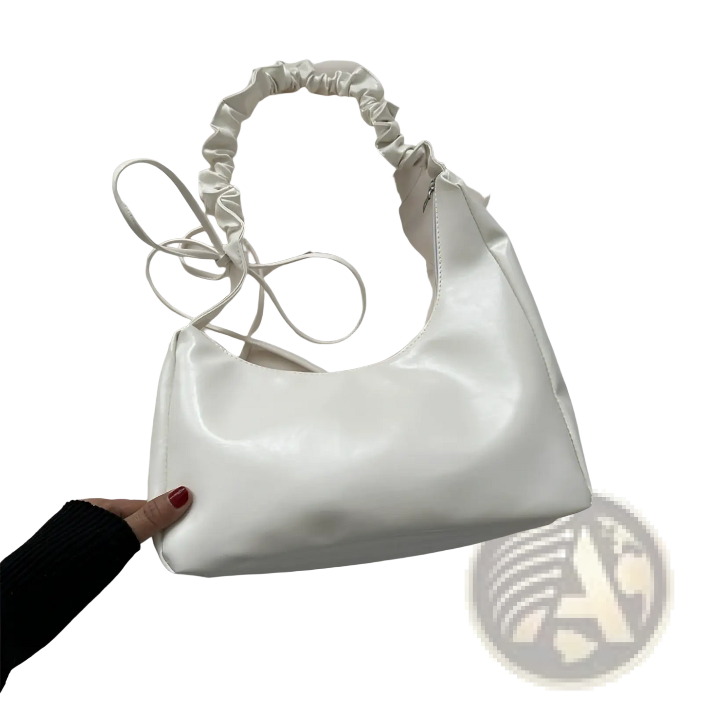 Ruched Shoulder Bag Patent Leather Handbag