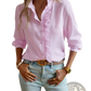Ruffle Trim Textured Long Sleeve Button Up Blouse
