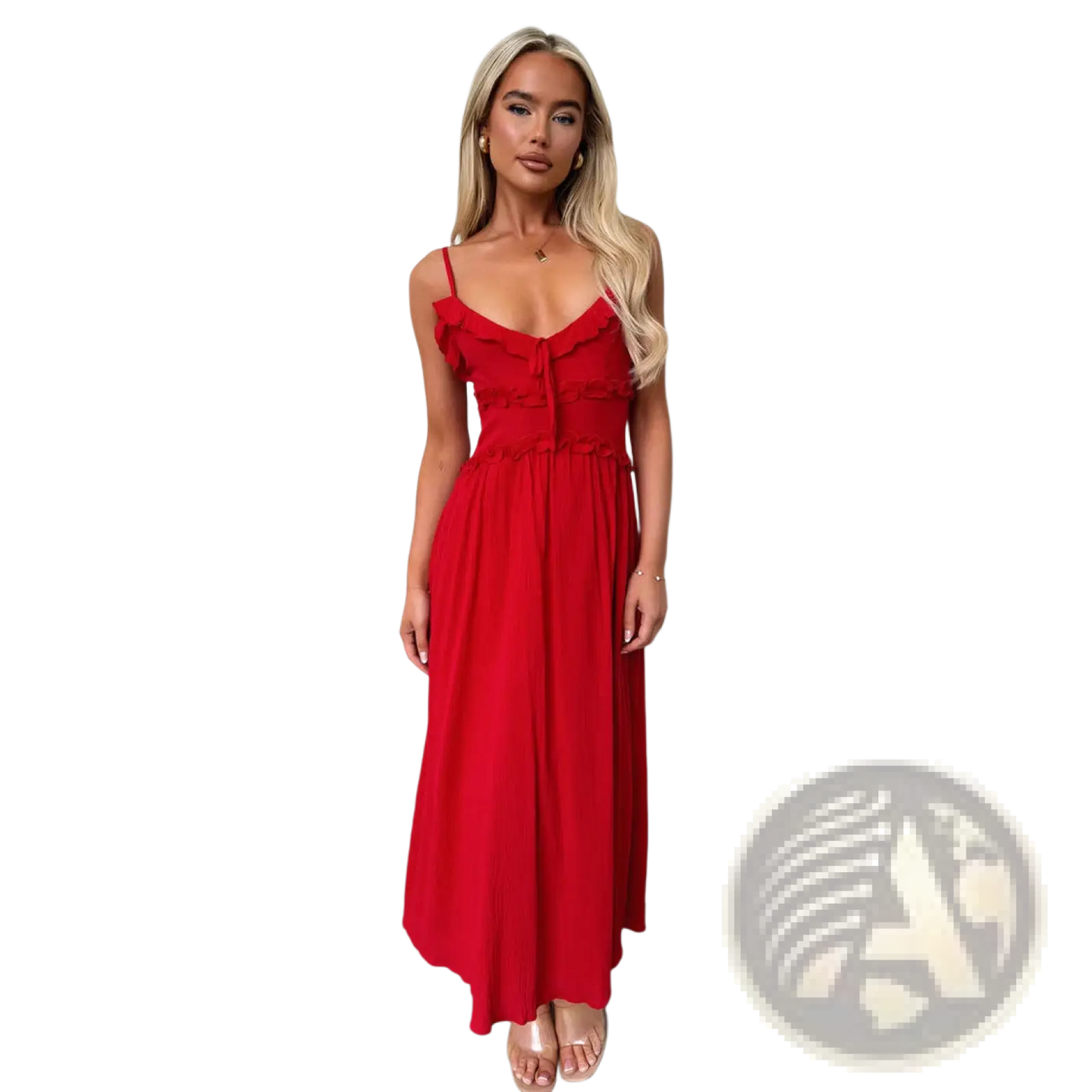 Ruffled Sleeveless Flowing Maxi Vacation Dress