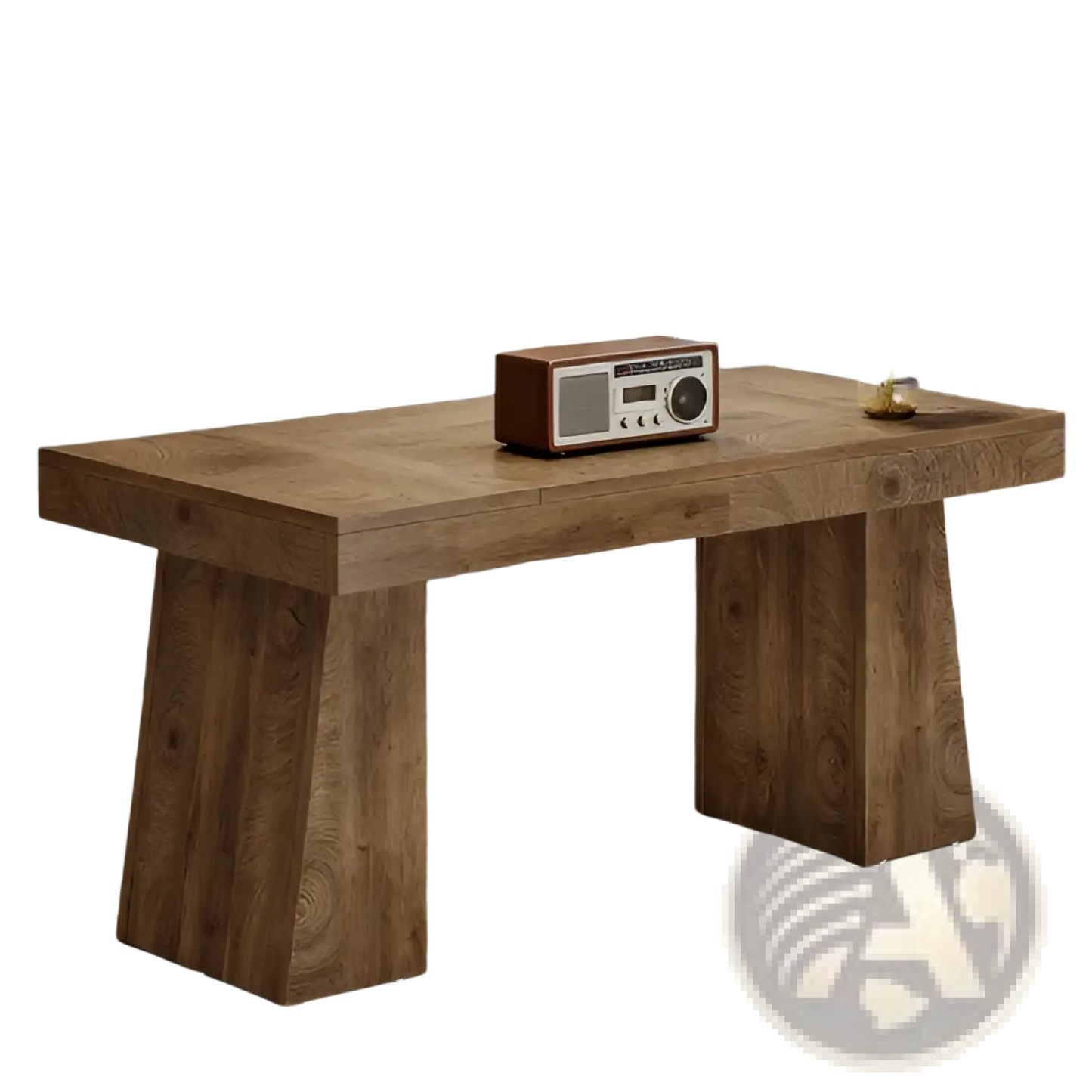 Rustic Wooden Desk with Natural Finish and Sturdy Legs