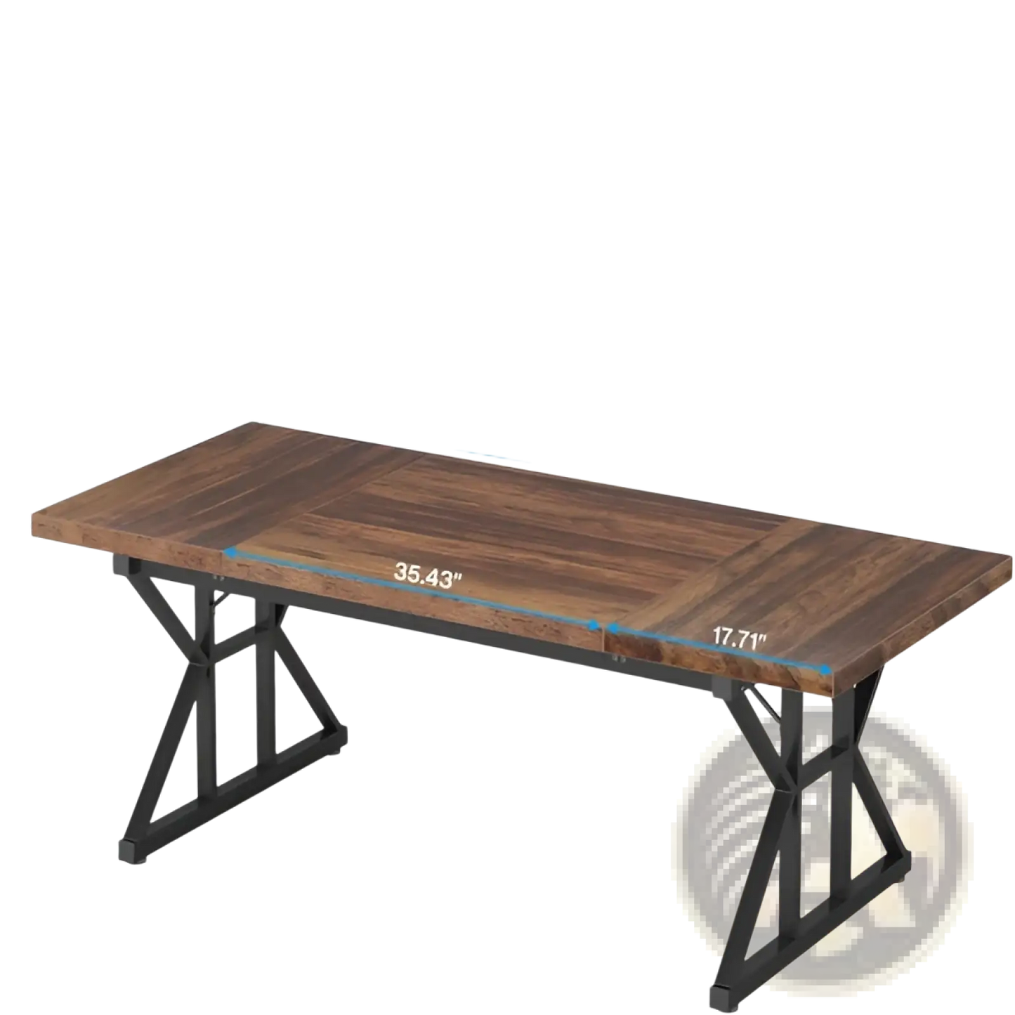 Rustic Wooden Office Desk with Black Metal x Legs