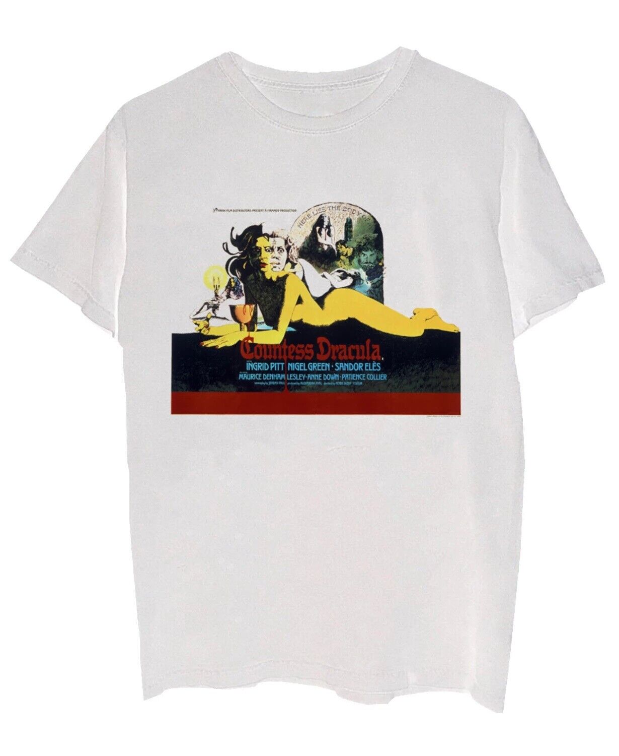 Camiseta masculina gráfica Merch Traffic Horror Of Dracula, tamanho extra grande, branca