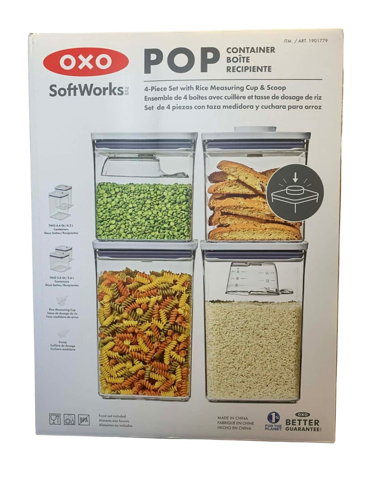 OXO SoftWorks 4Piece Food Storage POP Container Set w Measuring Cup  Scoop