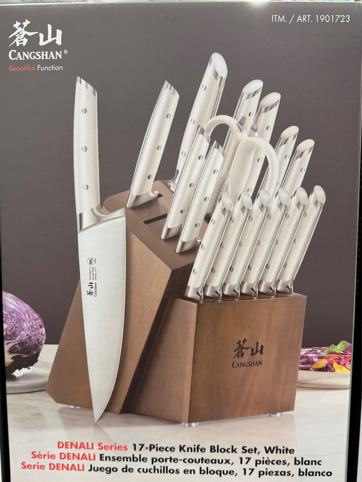 Cangshan Denali Series German Steel Forged 17piece Knife Block Set White