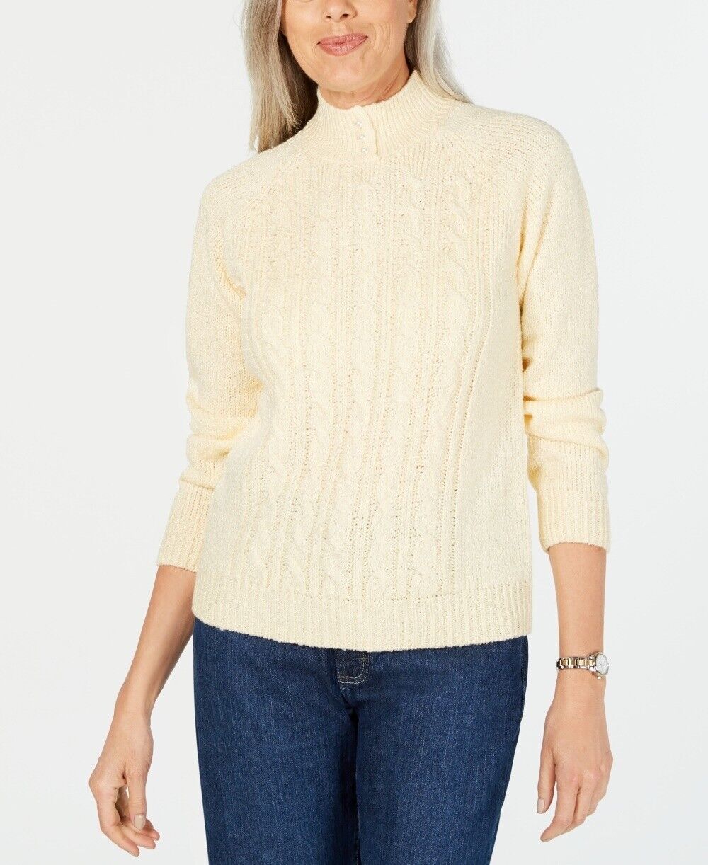 Karen Scott Suéter Feminino de Tricô com Cabo Amarelo Tamanho Pequeno Médio