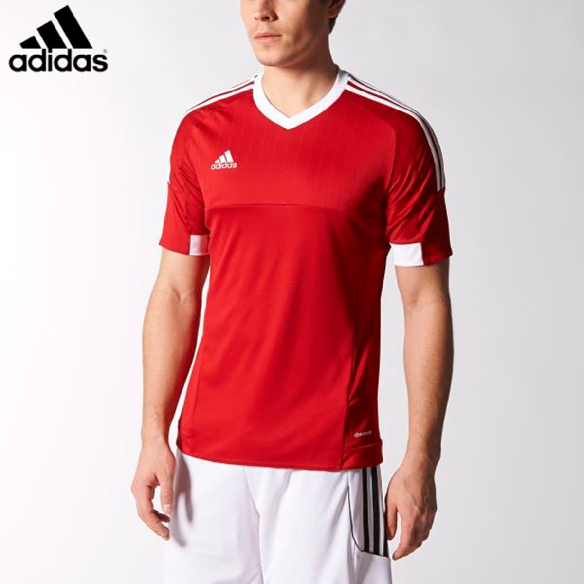 Camiseta Adidas Tiro 15 Infantil Vermelha/Branca Tamanho Juvenil