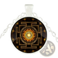 Sacred Sri Yantra Glass Cabochon Pendant Necklace