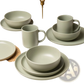 12-Piece Stoneware Dinnerware Sets With Mugs  Microwave & Dishwasher Safe  Non-Toxic Dinner Plates Bowls Set   Stackable Matte Glaze Kitchenware For 3